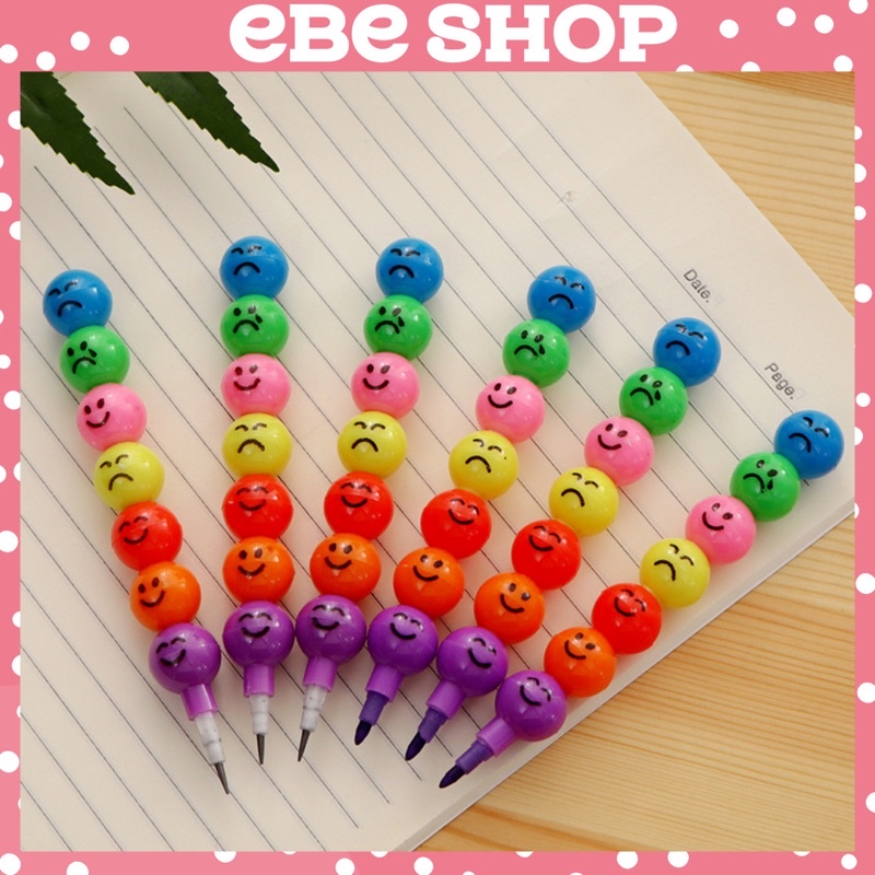 Bút Chì và bút màu🍓 2 loại kiểu kẹo hồ lô mặt cười🍓 Ebe shop