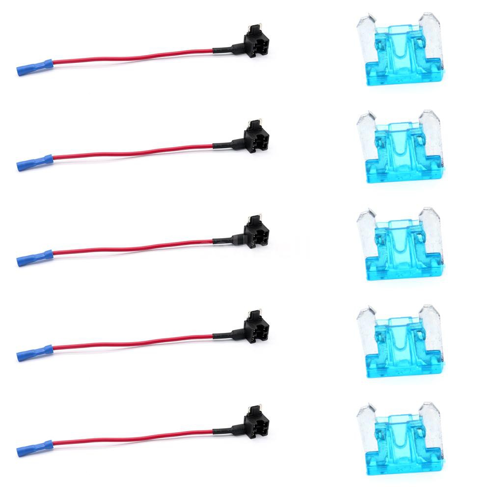 ☆10Pcs 12V Car Add-a-circuit Low Profile Mini Fuse Tap Adapter Mini Blade Fuse Holder with 5Pcs 15A F