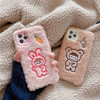 Ốp lông cừu hình bé gấu thỏ cho IPhone