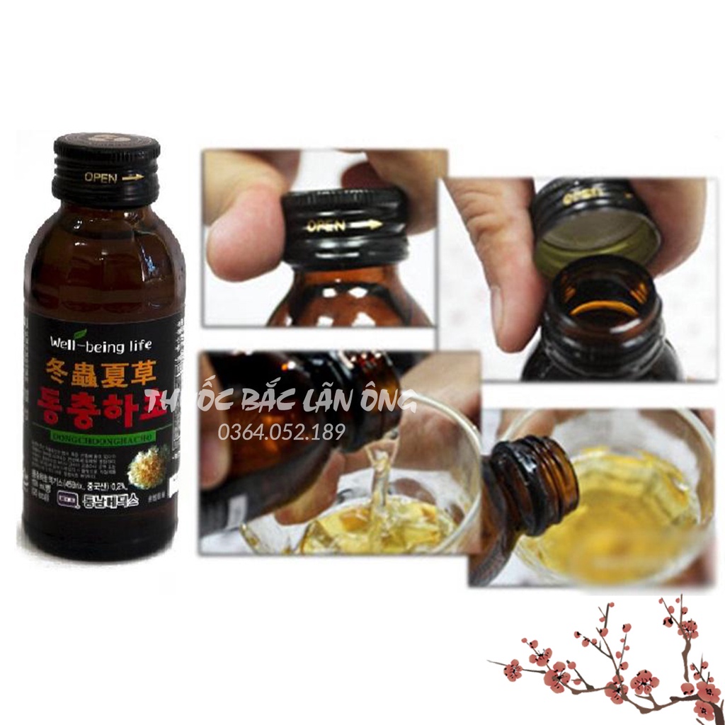 Nước đông trùng hạ thảo nguyên chất Hàn Quốc (Hộp 10 Chai x 100ml) - Thuốc Bắc Lãn Ông