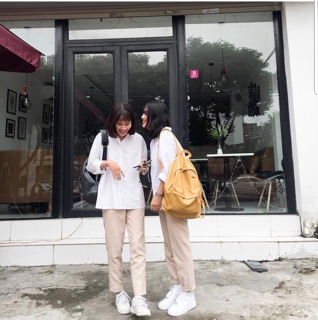 Quần Kaki Basic Trơn Kem - Sale 89K