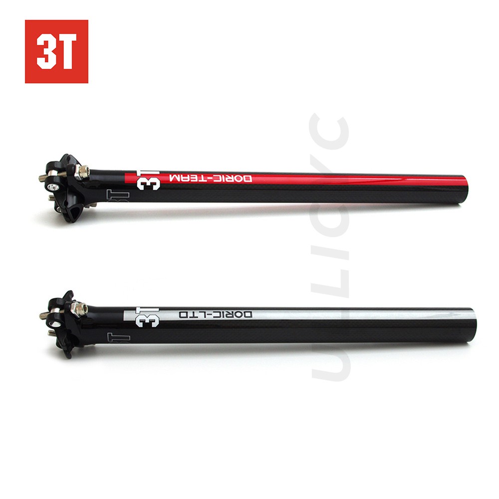 3T 3K Bóng Full Sợi Carbon Xe Đạp Ghế Bài Đỏ / Xám Núi / Đường Xe Đạp Seatposts 27.2 / 30.8 / 31.6mm