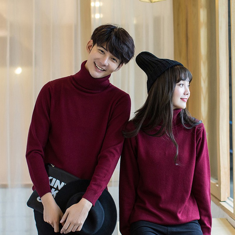 Áo len đôi cổ lọ 🌸FREESHIP🌸 Áo len cặp nam nữ trơn cổ cao lông cừu mềm mịn hàng Quảng Châu