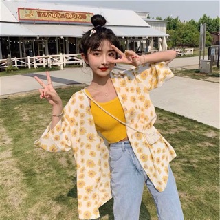 Áo kimono hoa cúc nhỏ