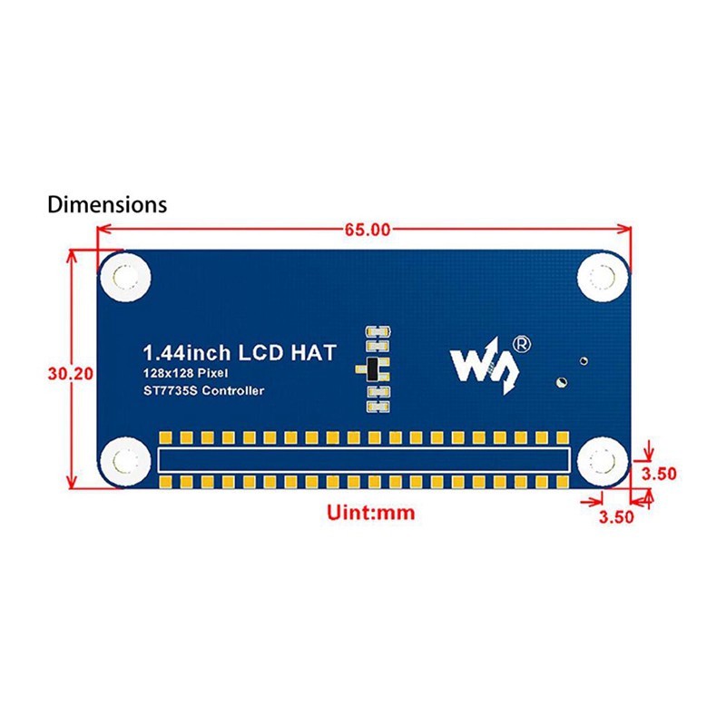 Mũ Lưỡi Trai Waveshare 1.44 Inch Lcd Cho Raspberry Pi 2b / 3b / 3b + / Zero / Zero W 128x128 Pixels Spi Giao Diện 3.3v