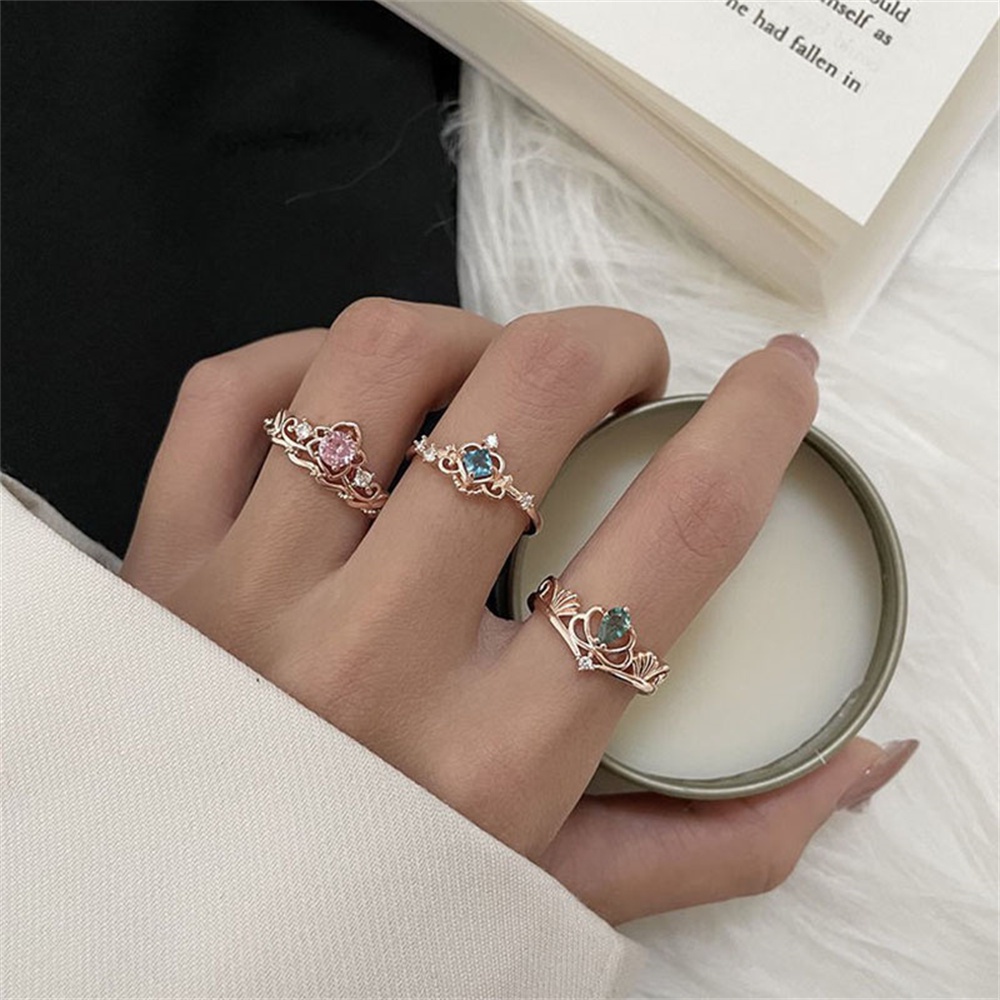 Nhẫn hình vương miện đính đá thời trang cho nữ