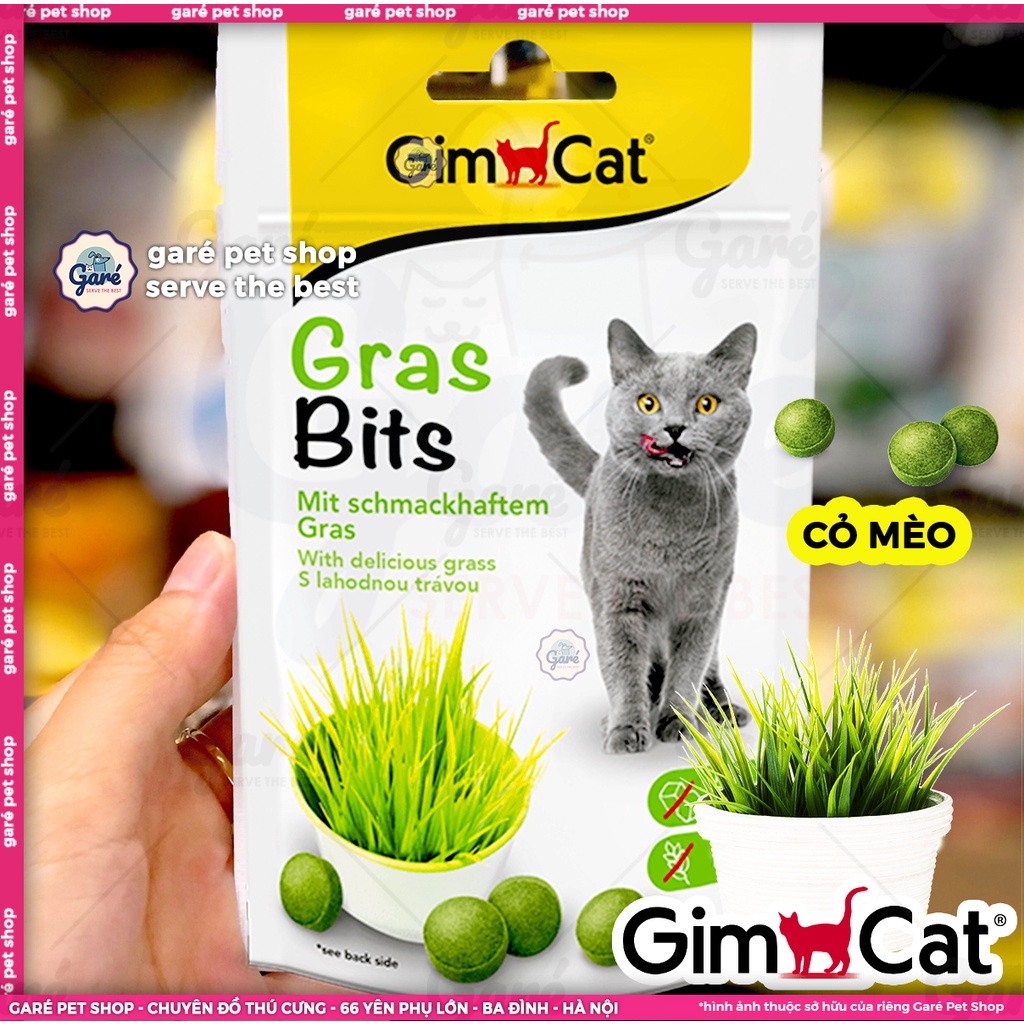 140gr - Viên cỏ mèo GimCat Gras Bits hương vị thơm ngon khó cưỡng mà còn kích thích mèo chơi gras bit