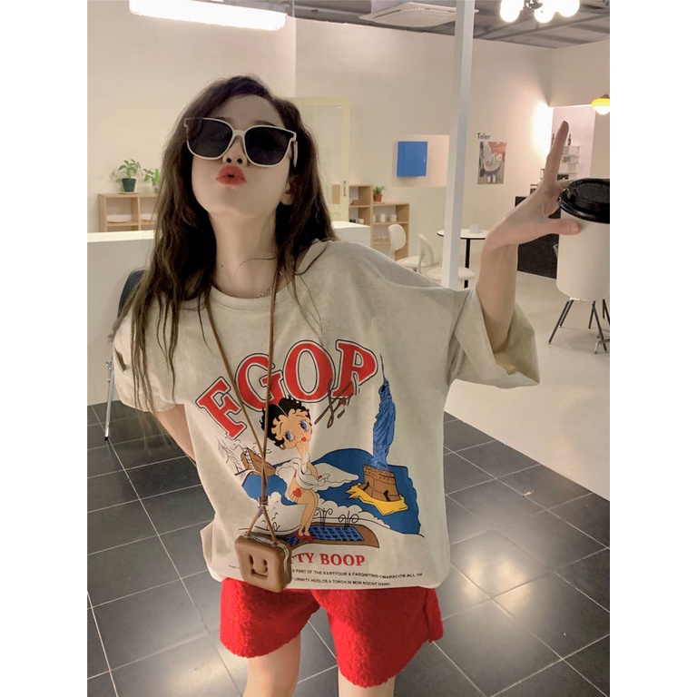 Áo Thun Tay Ngắn Dáng Rộng Thiết Kế Mới Thời Trang Theo Phong Cách Hàn Quốc