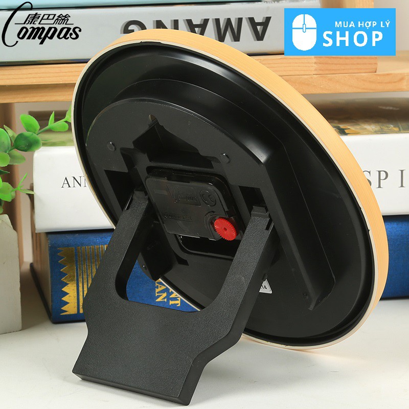 Đồng Hồ Compas Kép Treo Tường Và Để Bàn Phòng Khách Có Chân Đế - Tặng Kèm Pin Và Móc Treo