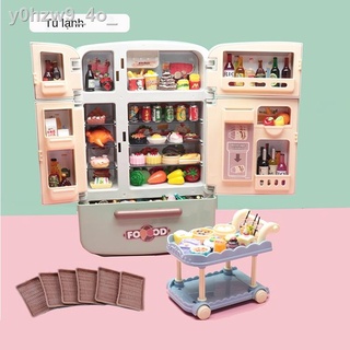 [SALE]♛✎Đồ chơi trẻ em nhà bếp bộ mô phỏng tủ lạnh lớn bé trai và gái 3-6 tuổi 5 món quà sinh nhật câu đố