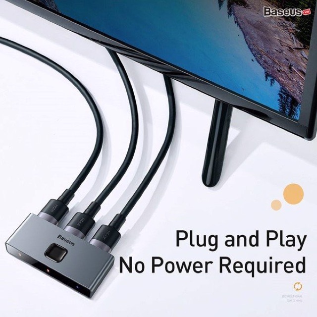 Bộ chia cổng HDMI 2 chiều Baseus Matrix HDMI Splitter, chia 2 thiết bị đến 1 màn hình hoặc 1 thiết bị ra 2 màn hình