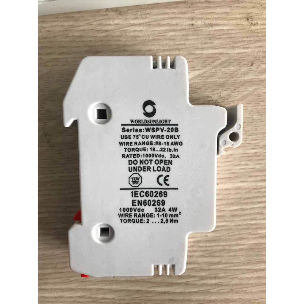 [worldsunlight] Bộ cầu chì DC 1000 VDC WSPV-20B 15A hoặc 25A