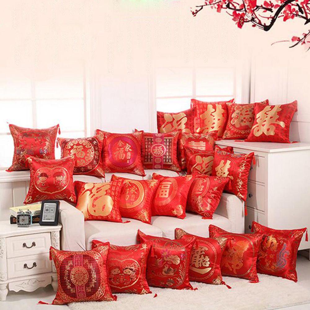 Vỏ Bọc Gối Sofa Thêu Họa Tiết Phong Cách Trung Hoa Độc Đáo Trang Trí Nhà Cửa / Văn Phòng