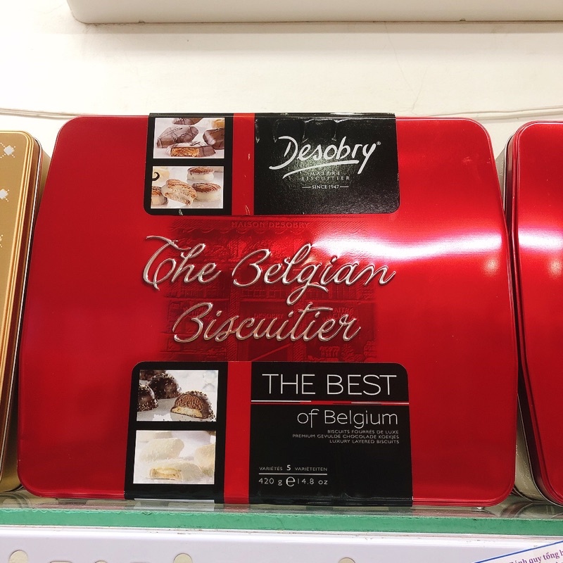 Bánh Desobry của Bỉ 420g - Dạng hộp sắt đỏ, vàng HSD: T8.2023