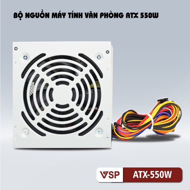 Nguồn máy tính VSP ATX công suất thực 550W  Fan 12 20+4Pin chính hãng bảo hành 24 tháng