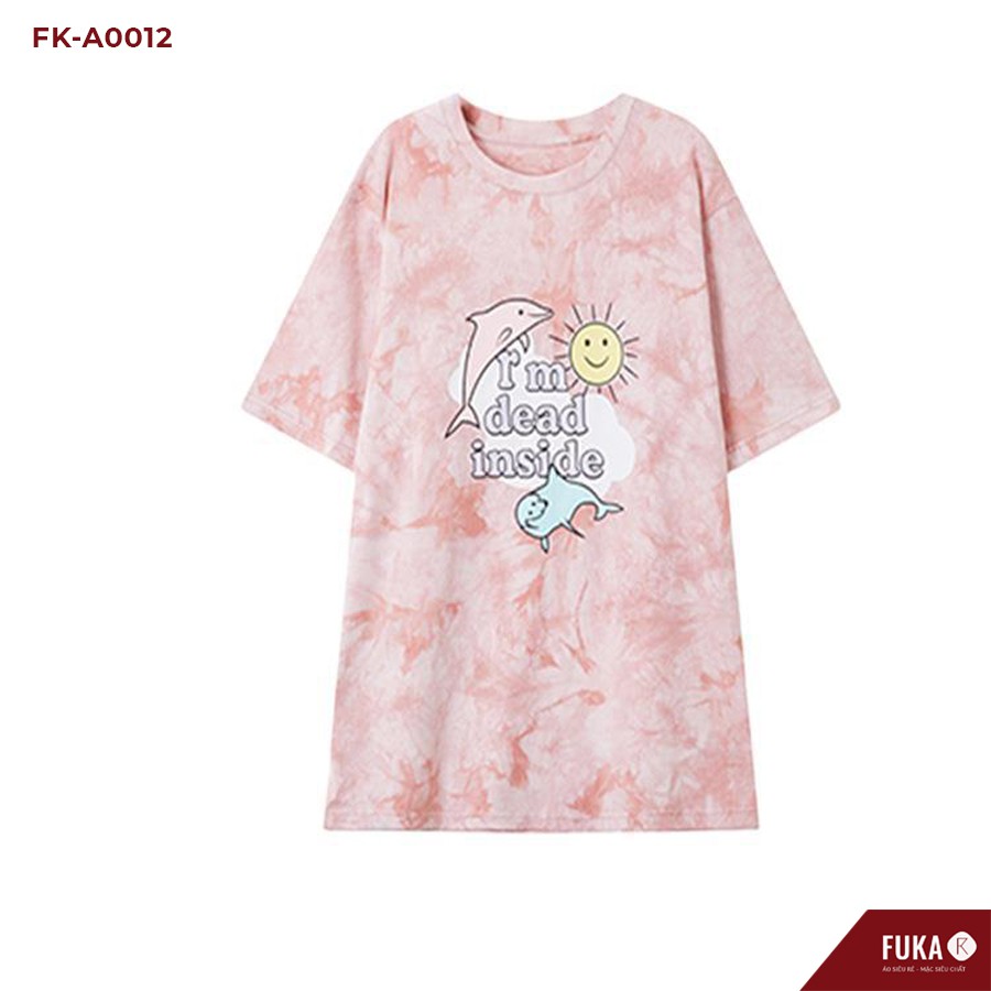 Áo thun nữ FUKA - Áo phông nữ loang màu cổ tròn cotton siêu xinh