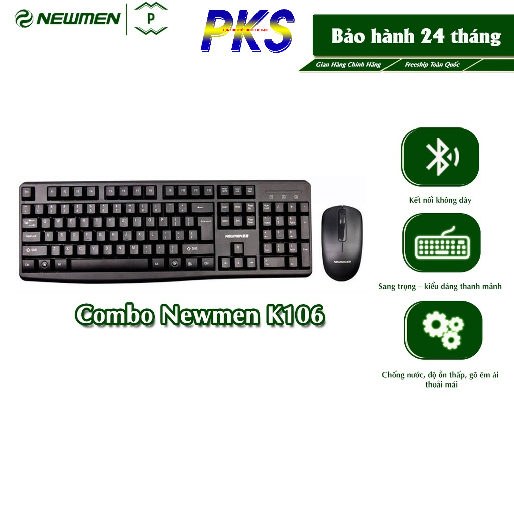 Bộ bàn phím chuột không dây Newmen K106 (USB/Đen)