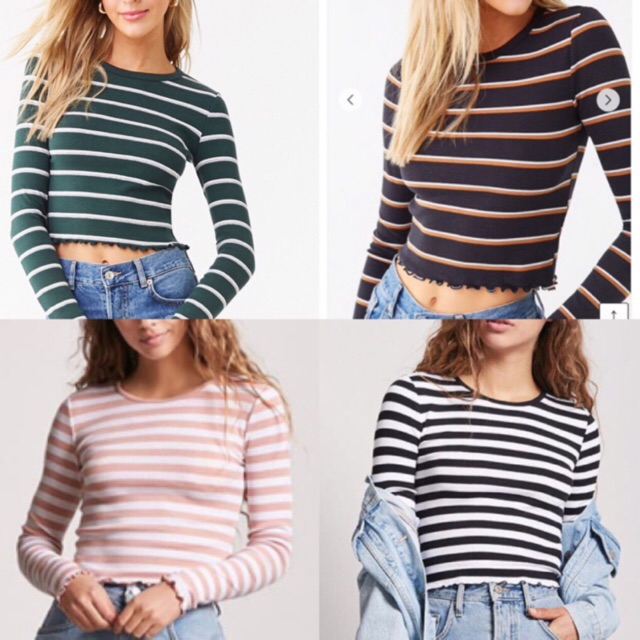 ❄️❄️ÁO THUN TAY DÀI KẺ SỌC F21