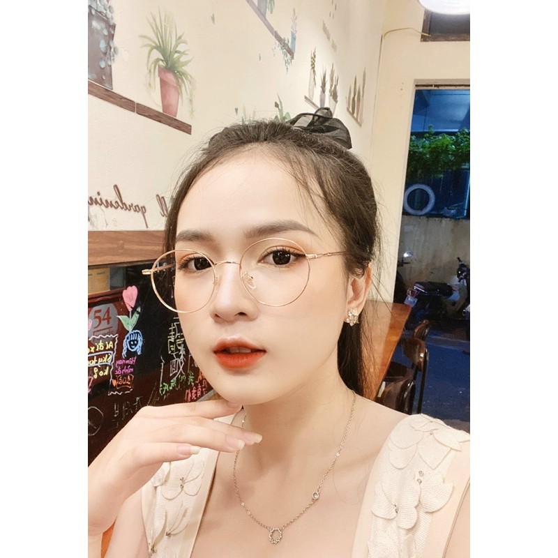 Gọng kính cận kim loại siêu nhẹ VENUS dáng mắt tròn 2626 - Lắp mắt cận theo yêu cầu
