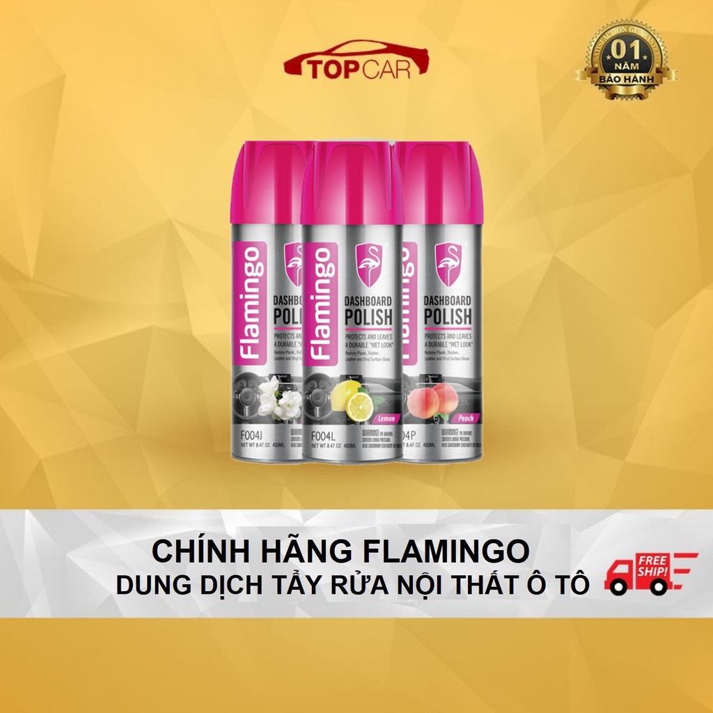 ⚡️CHÍNH HÃNG FLAMINGO⚡️BÌnh Xịt Dưỡng Bóng Nội Thất, Đồ Da và Gỗ Công Nghệ Nano Flamingo F004S 450ml