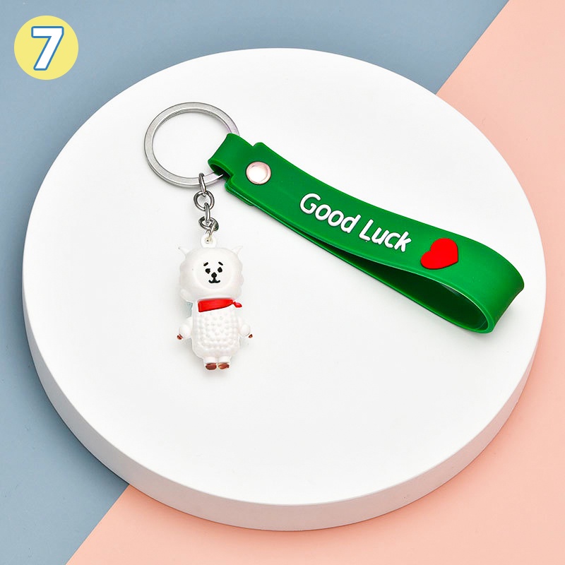 Móc Khóa Mặt Hoạt Hình BTS BT21 3D Dễ Thương Phong Cách Hàn Quốc Thời Trang