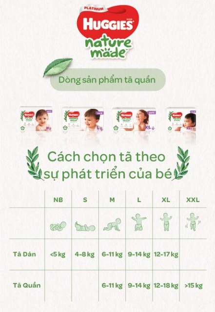 Tã Dán Huggies Platinum Nature Made Size NB60/S82/M64/L54/XL44/XXL36