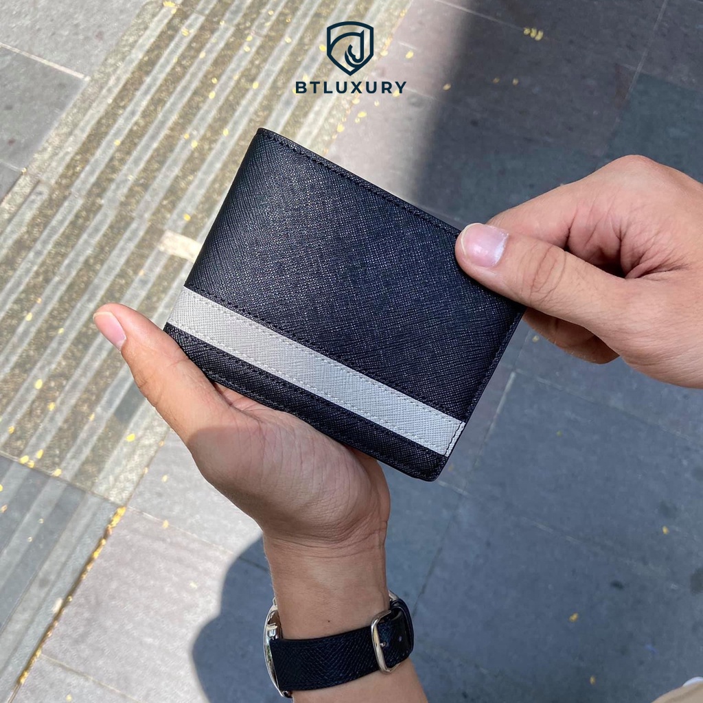 Ví nam mini nhỏ gọn COSMOS thiết kế trẻ trung chất liệu da bò saffiano cao cấp thương hiệu BTLUXURY