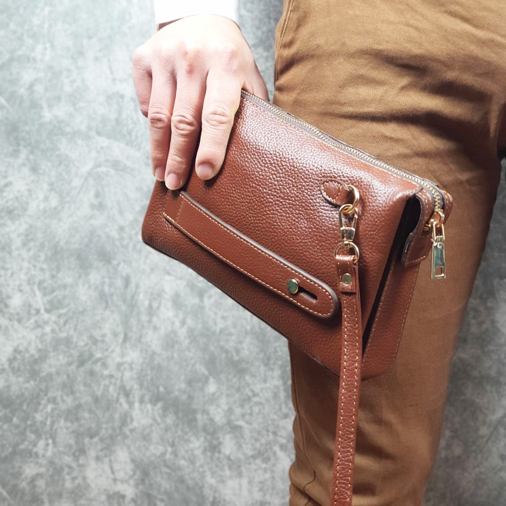 Clutch hộp nam da bò thật CL130VB   - 100% da bò thật, BH 3 năm