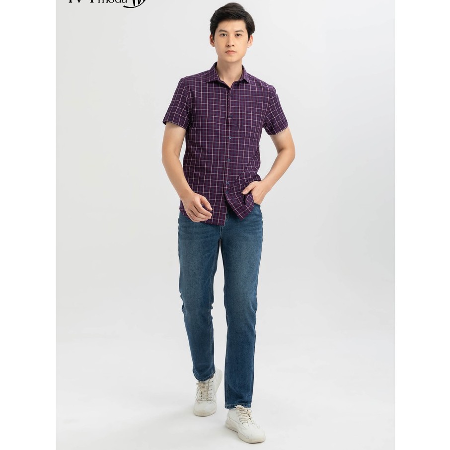 Áo sơ mi kẻ tay ngắn nam IVY moda MS 16E2959