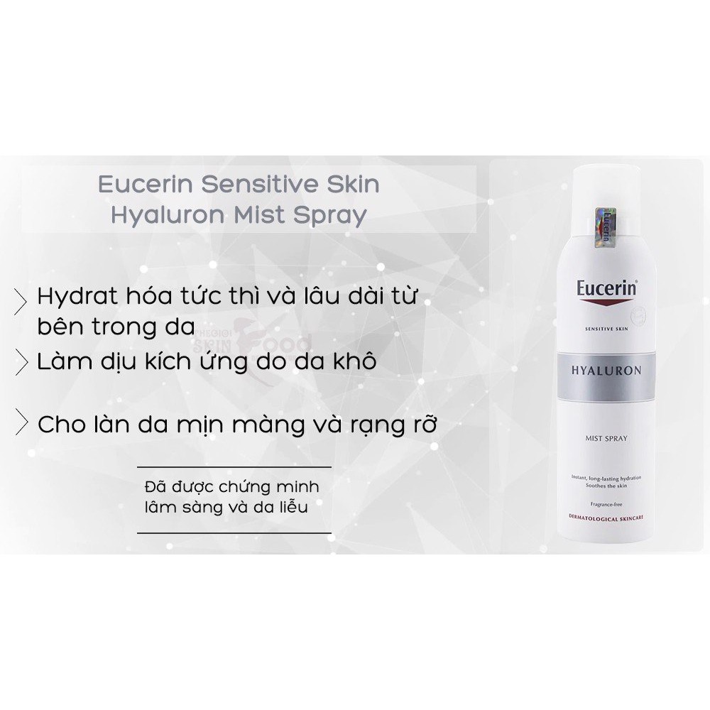 Xịt dưỡng ẩm cho da nhạy cảm Eucerin Hyaluron Mist Spray 150ml [Chính Hãng]