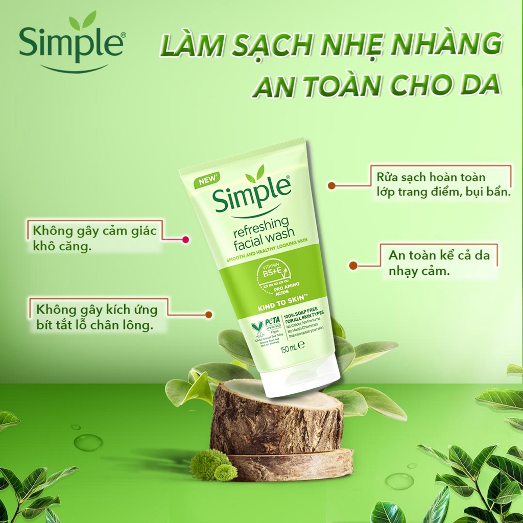 Sữa Rửa Mặt Simple Gel Dưỡng Da Cấp Ẩm Dành Cho Mọi Loại Da 150ml