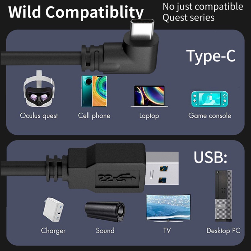 Dây Cáp Sạc Nhanh VR 3 / 5 / 10m Cho Kính Thực Tế Ảo Oculus Quest 2