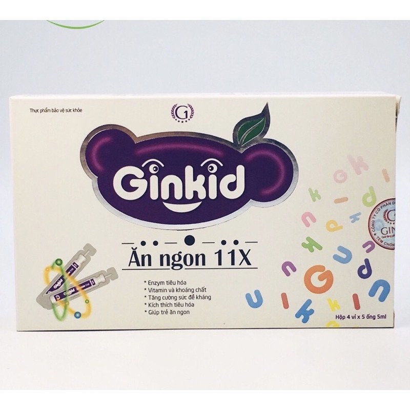 Ginkid Ăn ngon 11X cải thiện chức năng tiêu hóa cho trẻ hết biếng ăn hộp 20 ống