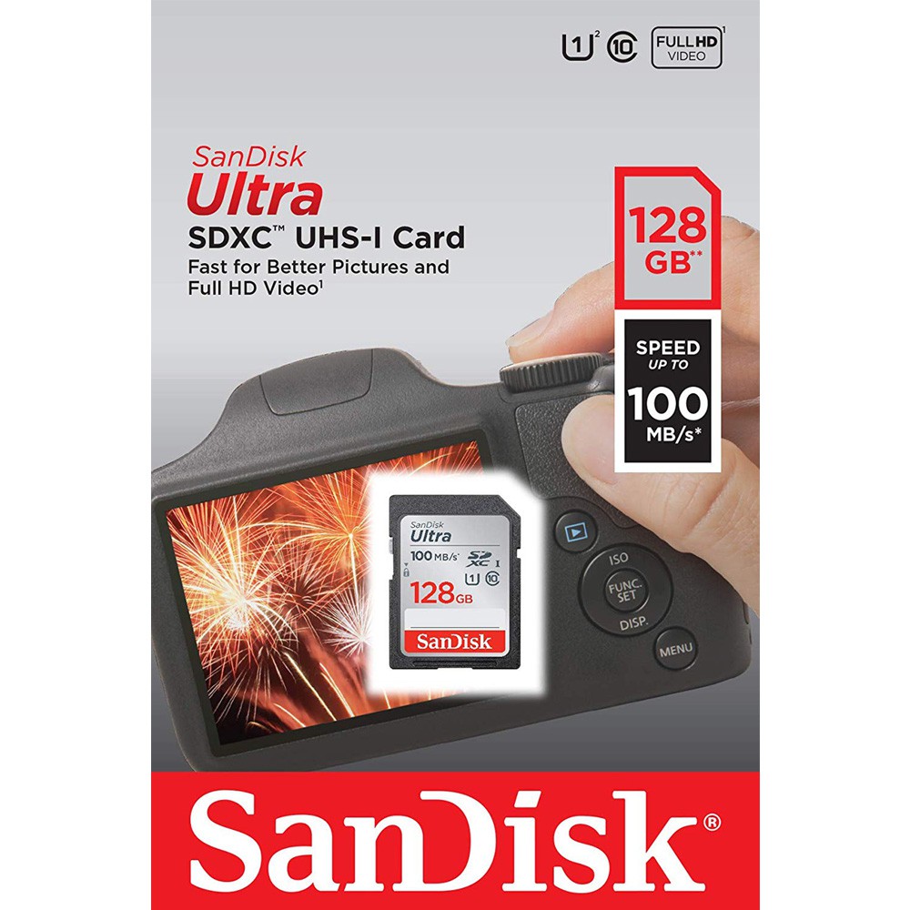 Thẻ nhớ Máy Ảnh SDXC SanDisk Ultra 128GB C10 U1 140MB/s (Xám)