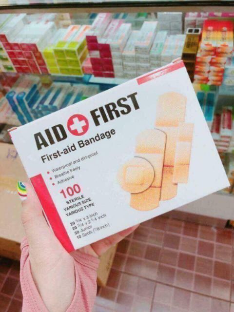 Băng Dán Cá Nhân Aid First Hộp 100 Miếng