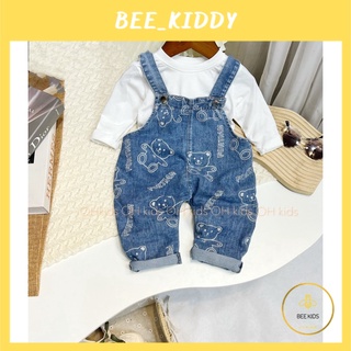 Set yếm jean trẻ em áo thun phông kèm quần bò siêu xinh