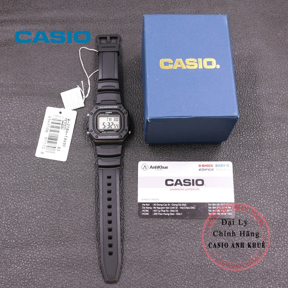 Đồng hồ điện tử nam Casio W-218H-1AVDF dây nhựa