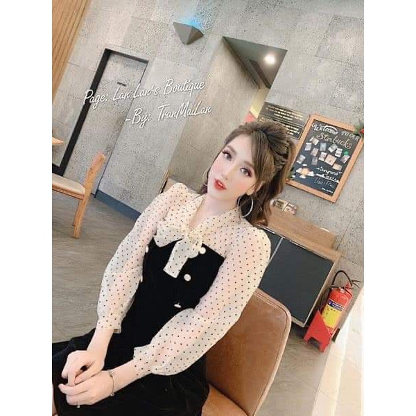 ĐẦM TAY LƯỚI CHẤM BI KẾT NƠ THỜI TRANG NỮ MEDUSA.001 CB70 | BigBuy360 - bigbuy360.vn