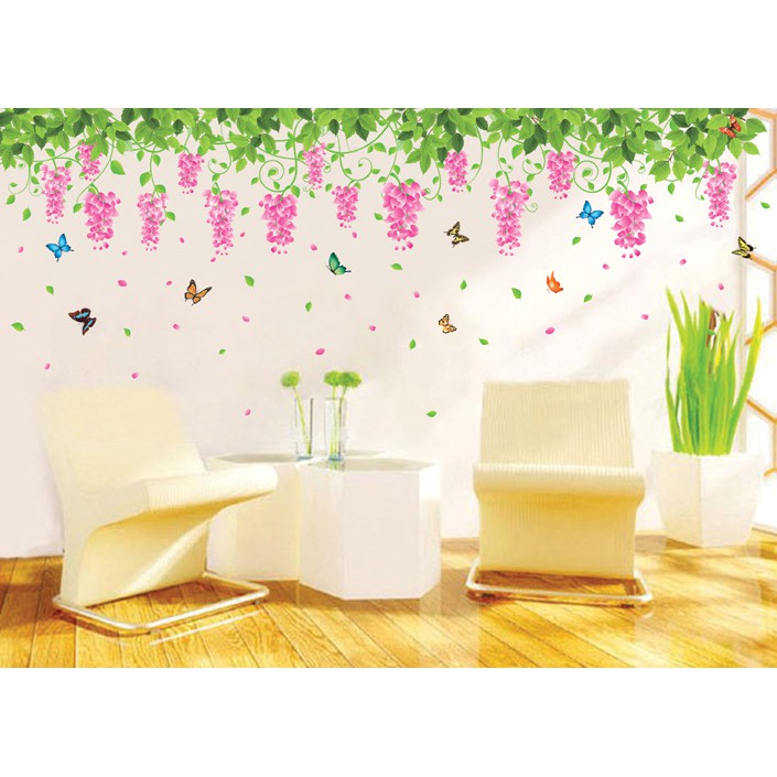 Decal dán tường giàn nho xanh tươi trang trí quán cafe hoặc phòng ngủ