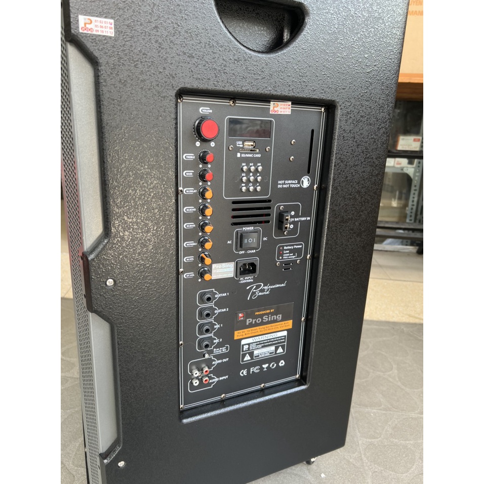 Loa kéo di động 4 tấc ProSing W15 Super công suất lớn 8000w karaoke tặng kèm 2 micro không dây UHF sang trọng đẳng cấp