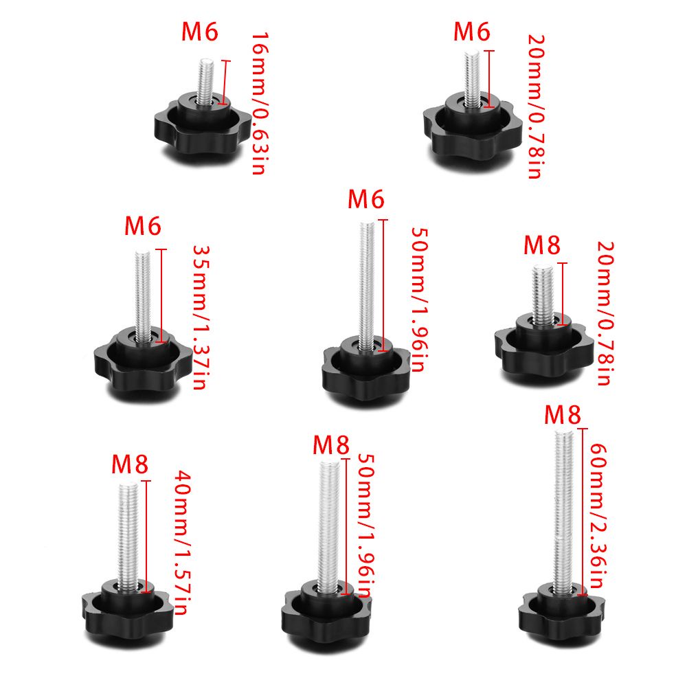 Set 4 núm vặn vặn bằng thép carbon M6 M8 hình ngôi sao màu đen