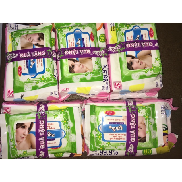 Set 5 gói khăn ướt Ichino 80 tờ (tặng kèm 5 gói 10 tờ )