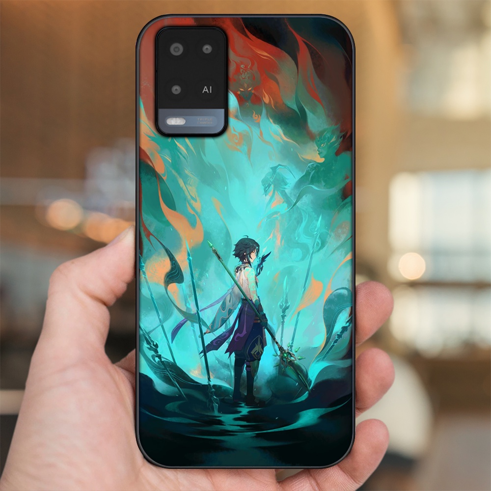 Ốp lưng Oppo A54 4G, A54 5G viền đen in hình Xiao Genshin Impact