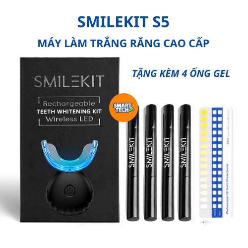 Máy làm trắng răng tại nhà SMILEKIT, Bộ kit làm trắng răng, hết ố vàng, không ê buốt, an toàn, công nghệ từ USA