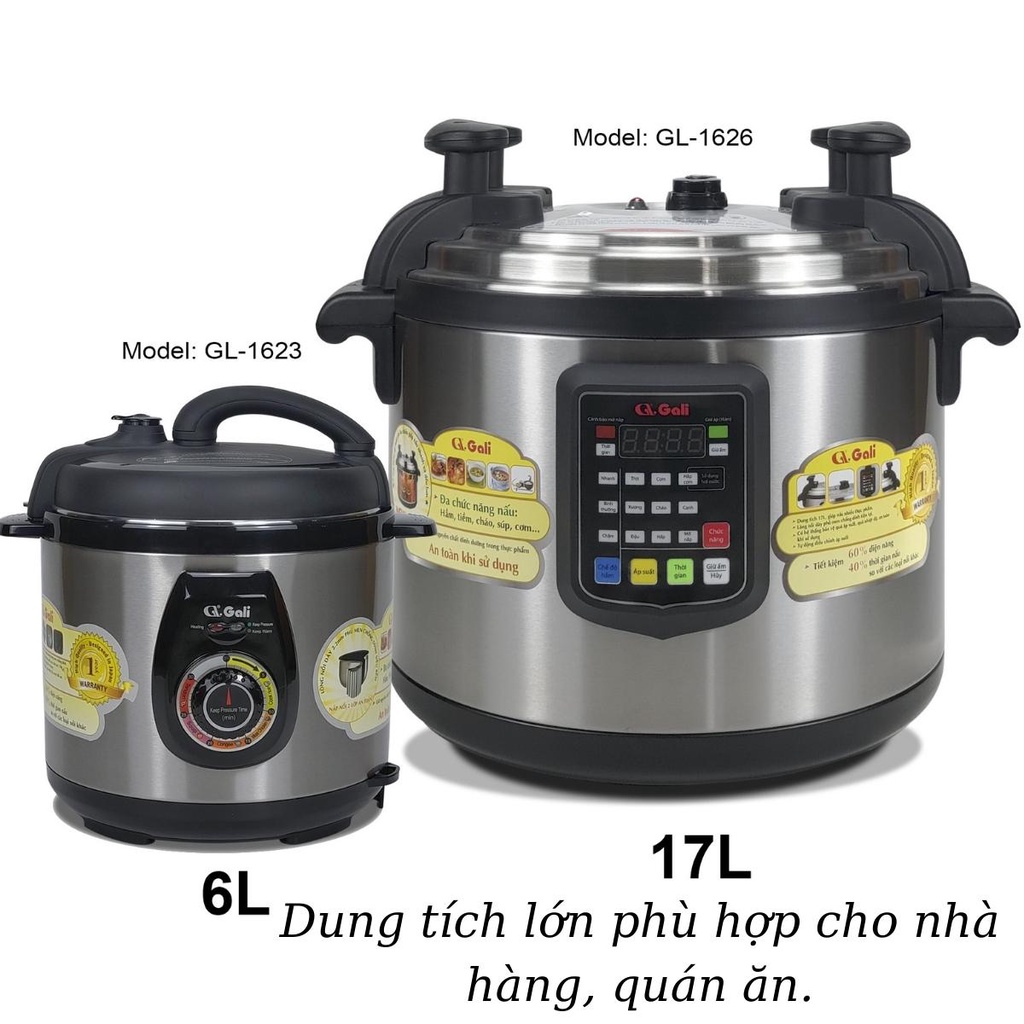 Lồng nồi áp suất điện Gali dung tích 6 lít cấu tạo bằng hợp nhôm dầy 2.2mm chống dính trong ngoài Moon store