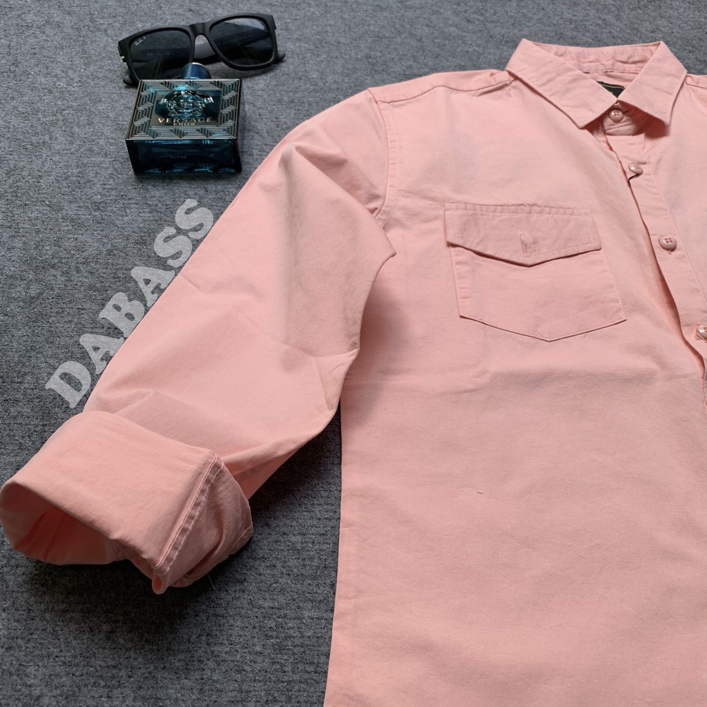 Áo sơ mi nam tay dài kaki màu hồng phong cách trẻ trung hiện đại | BigBuy360 - bigbuy360.vn