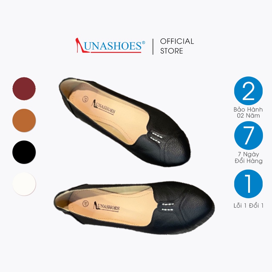 Giày bệt nữ mũi tròn da bò thật 100% bảo hành 2 năm 1 đổi 1 LUNASHOES 1079 êm chân dễ đi dễ phối đồ giầy trung niên