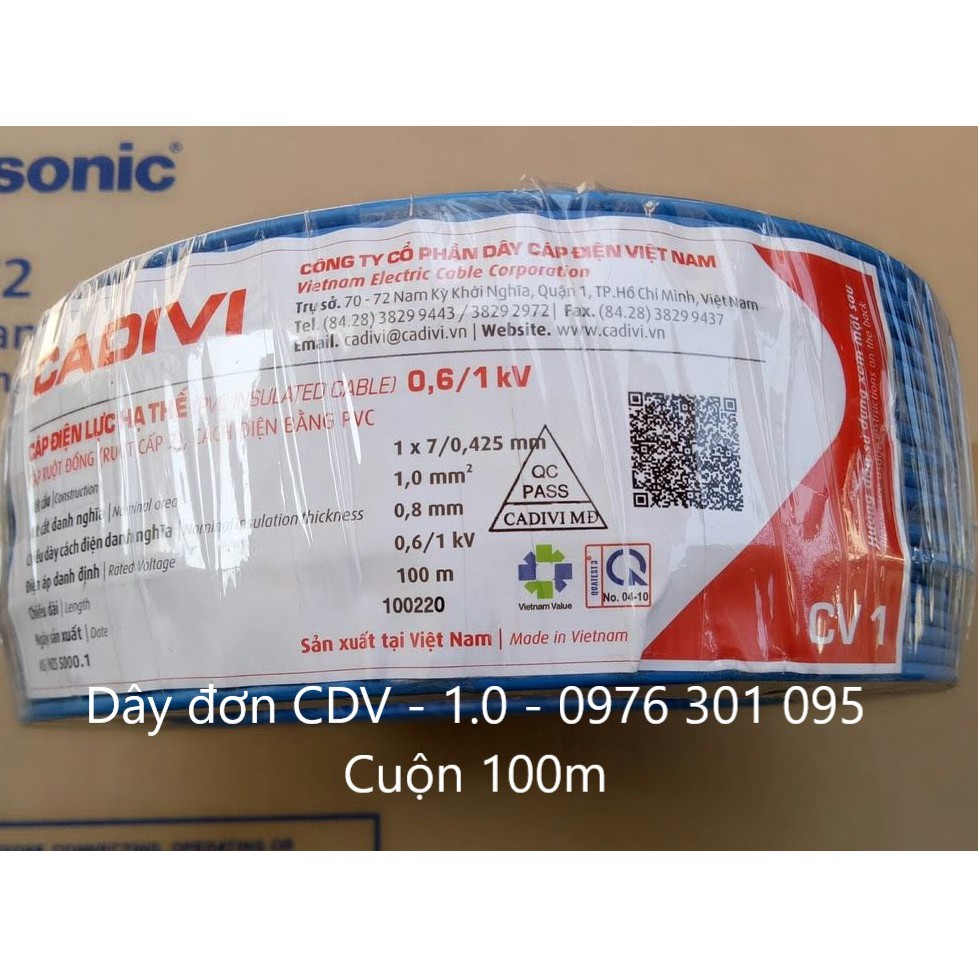 [CADIVI] DÂY ĐIỆN ĐƠN 1.0 - Cuộn 100m