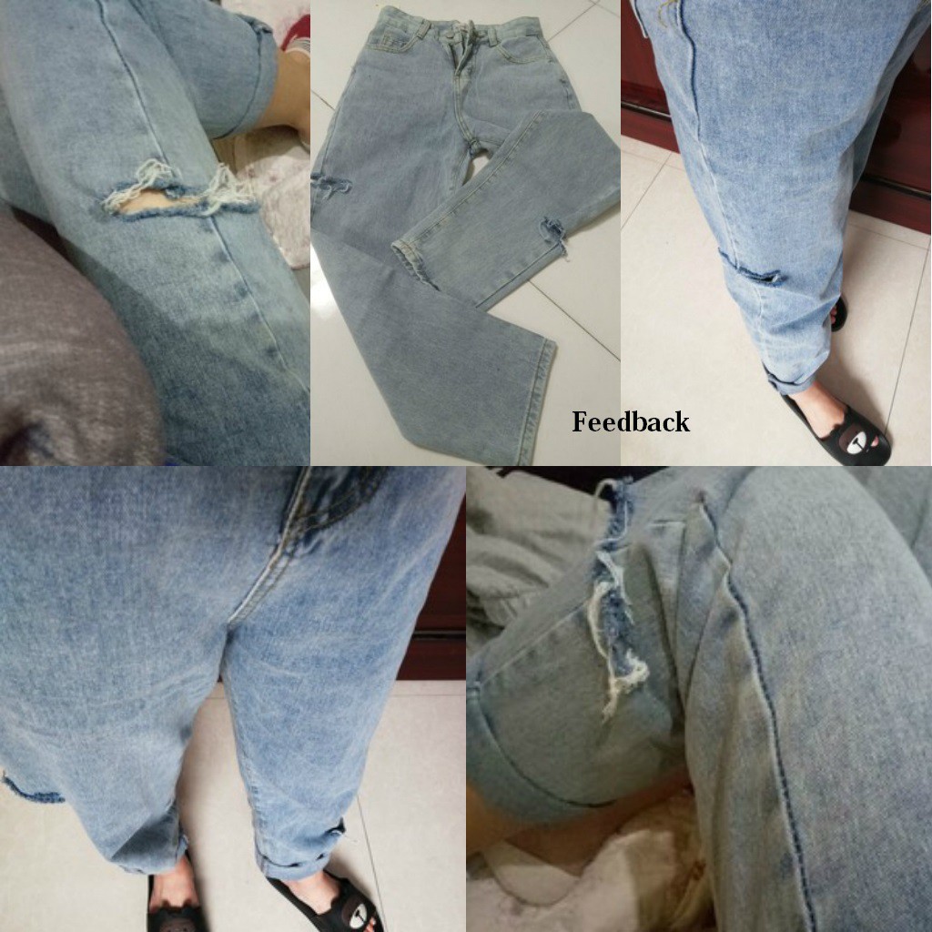 Quần Jean rách bên xanh xám (Q25) – Hàng có sẵn