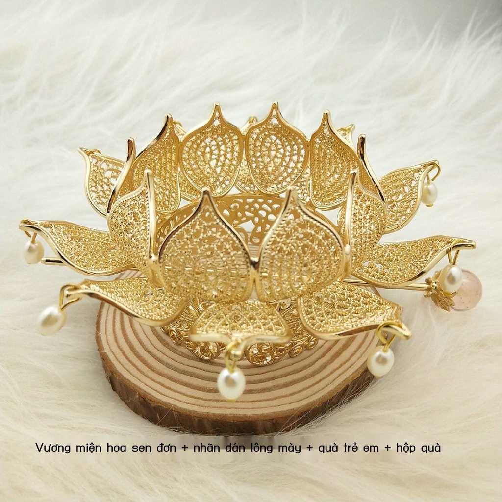 [Aishang Trang Sức Đẹp] Trâm Cài Tóc Ba Chiều Hình Vương Miện Hoa Sen Màu Sắc Cao Cấp Phong Cách Hanfu Sty